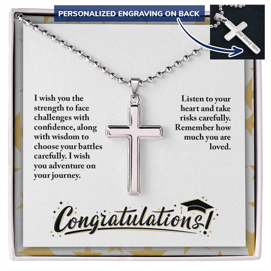 Congratulation-I wish you the strength to face Congratulation Cross -Military Style Ball Chain