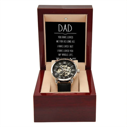 Dad you have loved me Men's Openwork Watch with Mahogany Box - A Luxury Daring Timepiece